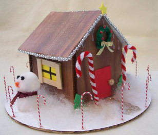 Make a gingerbread house decoration from foam core board